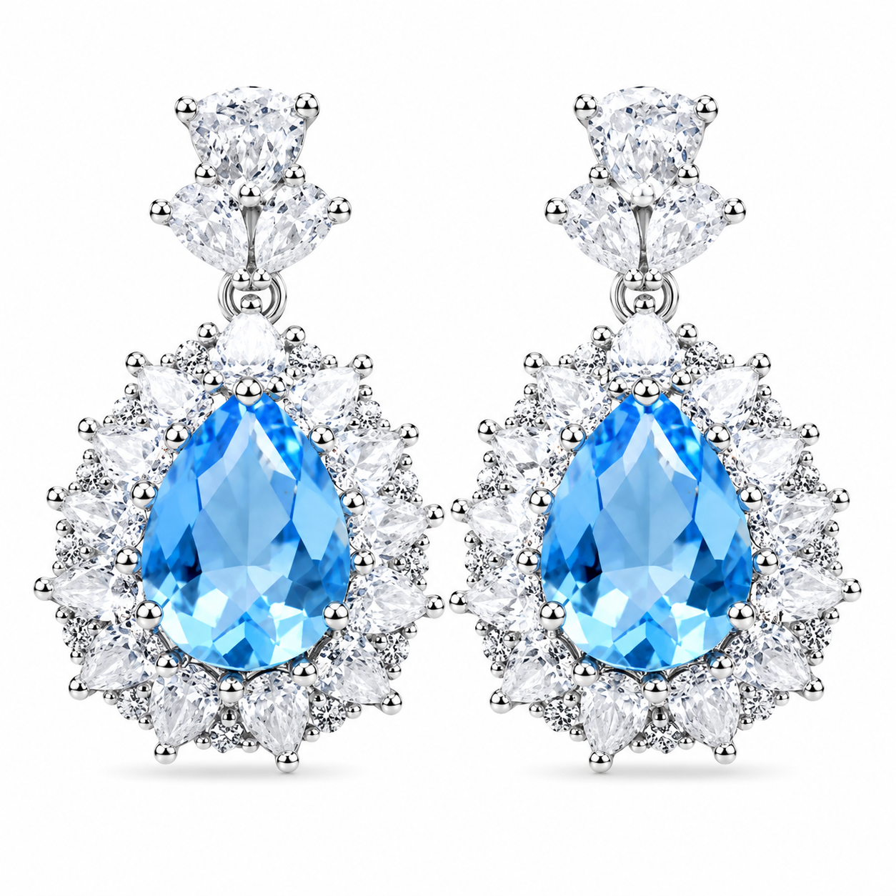 Adeline — Blue Halo Drop Earrings