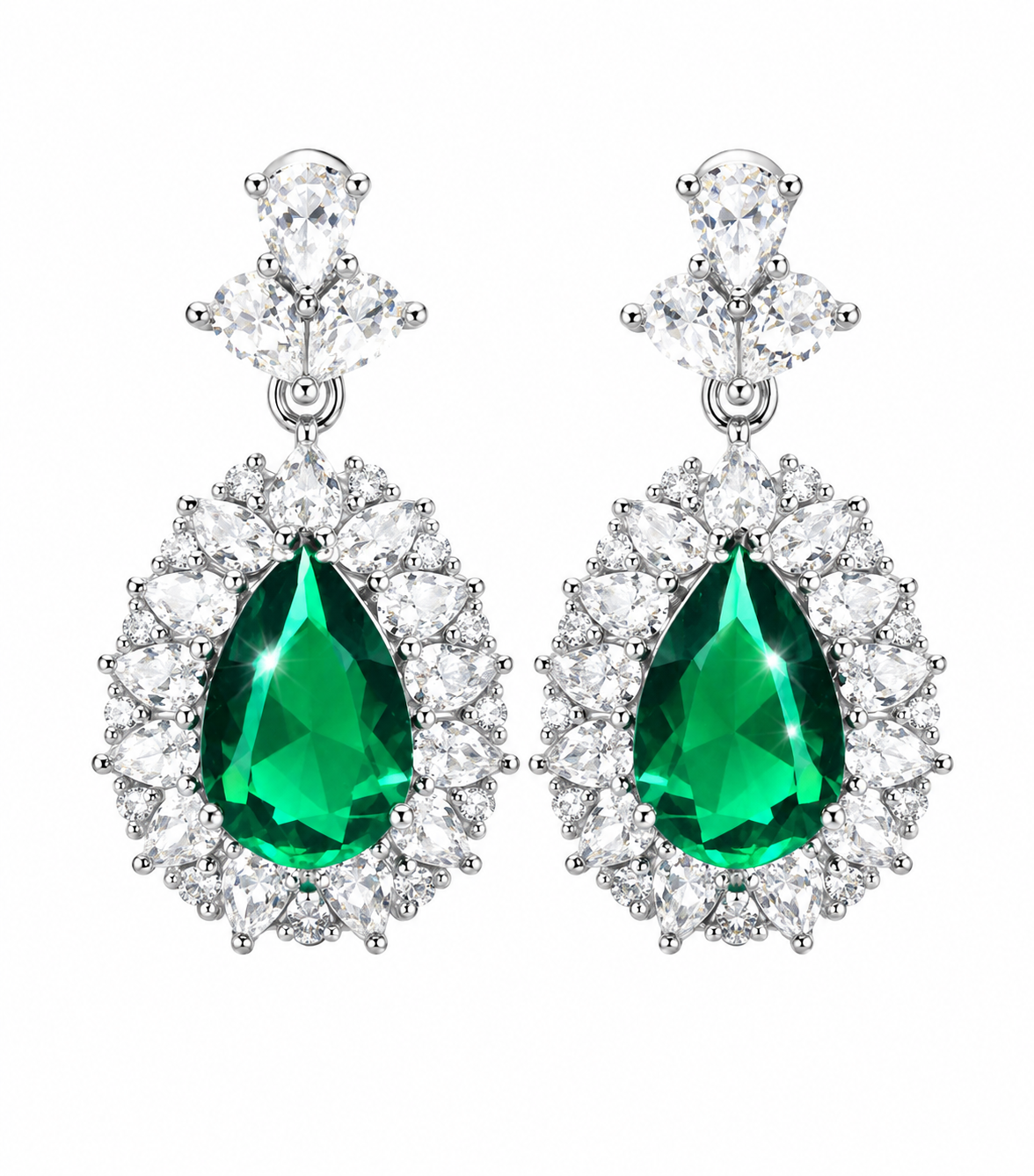 Evangeline — Emerald Halo Earrings