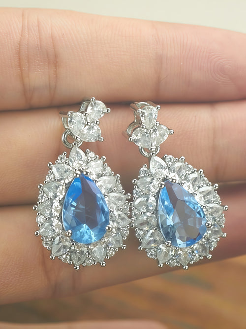 Adeline — Blue Halo Drop Earrings