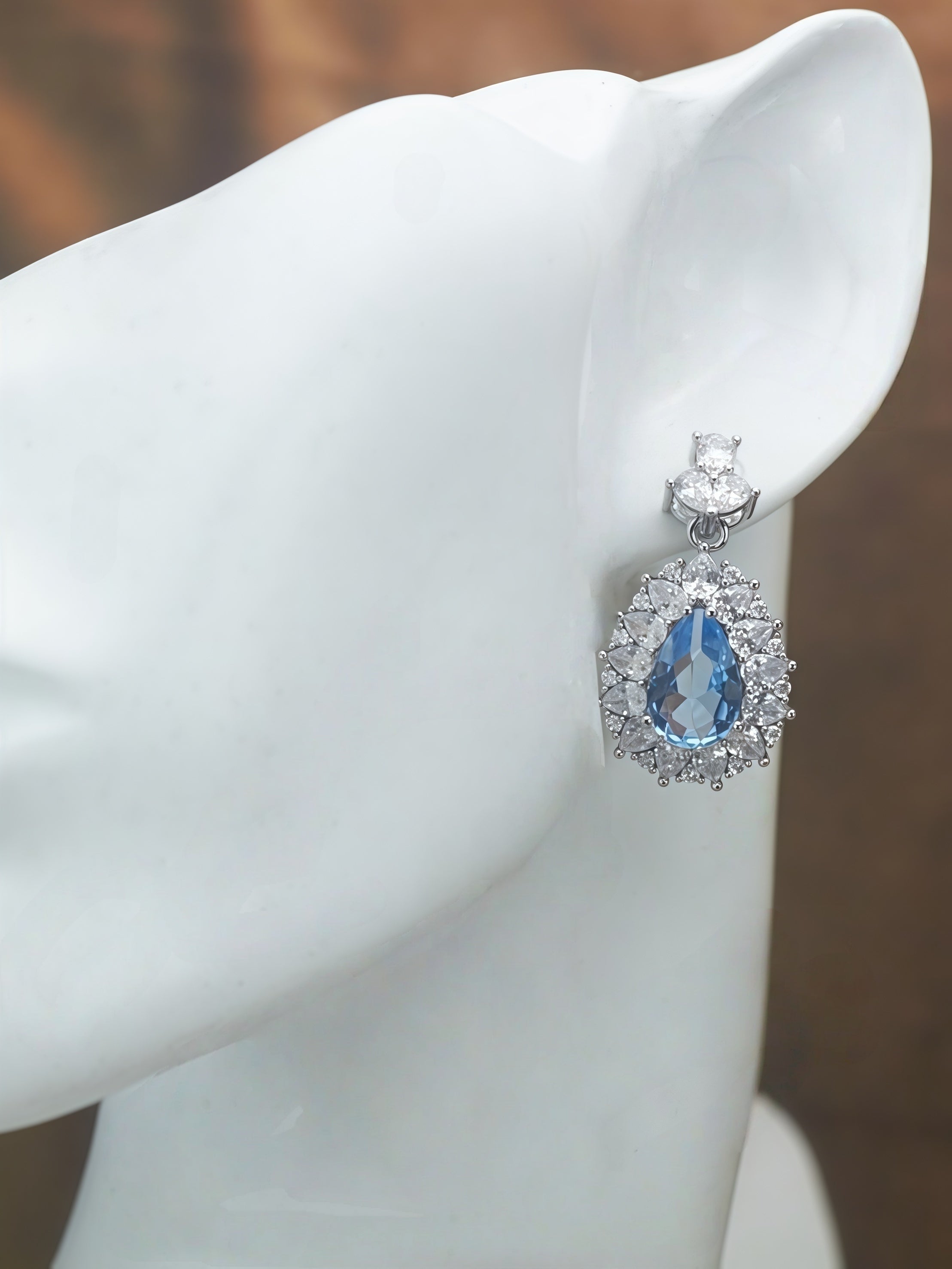 Adeline — Blue Halo Drop Earrings
