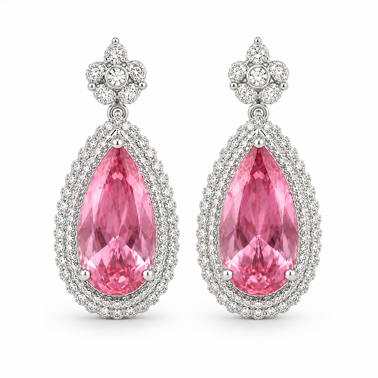 Eliza — Pink Halo Drop Earrings