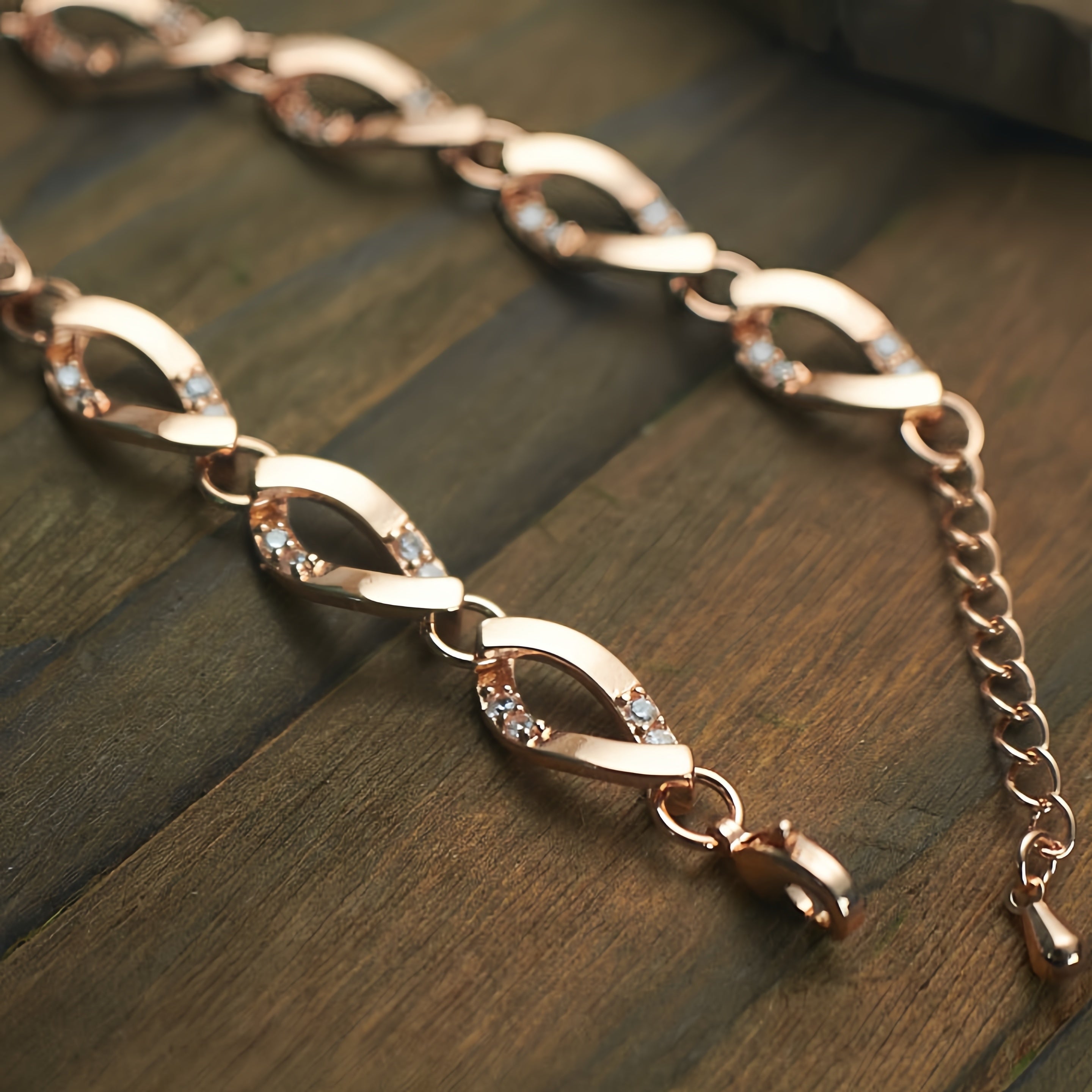 Tamsin — Rose Gold CZ Link Bracelet