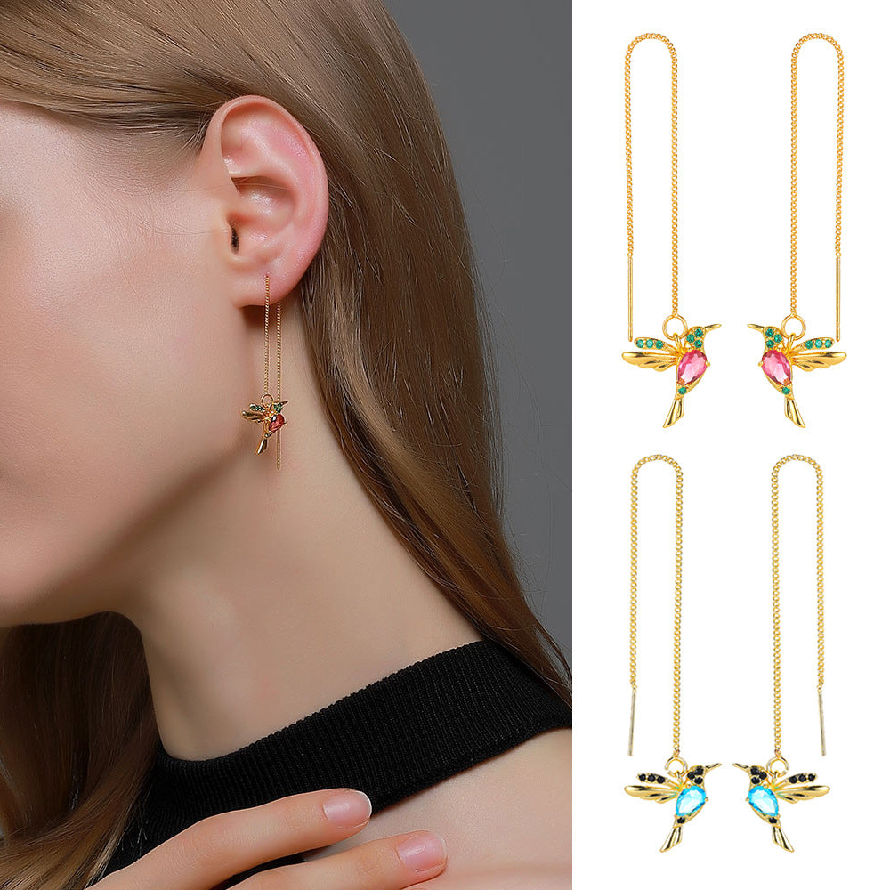 Edith — Hummingbird Drop Earrings