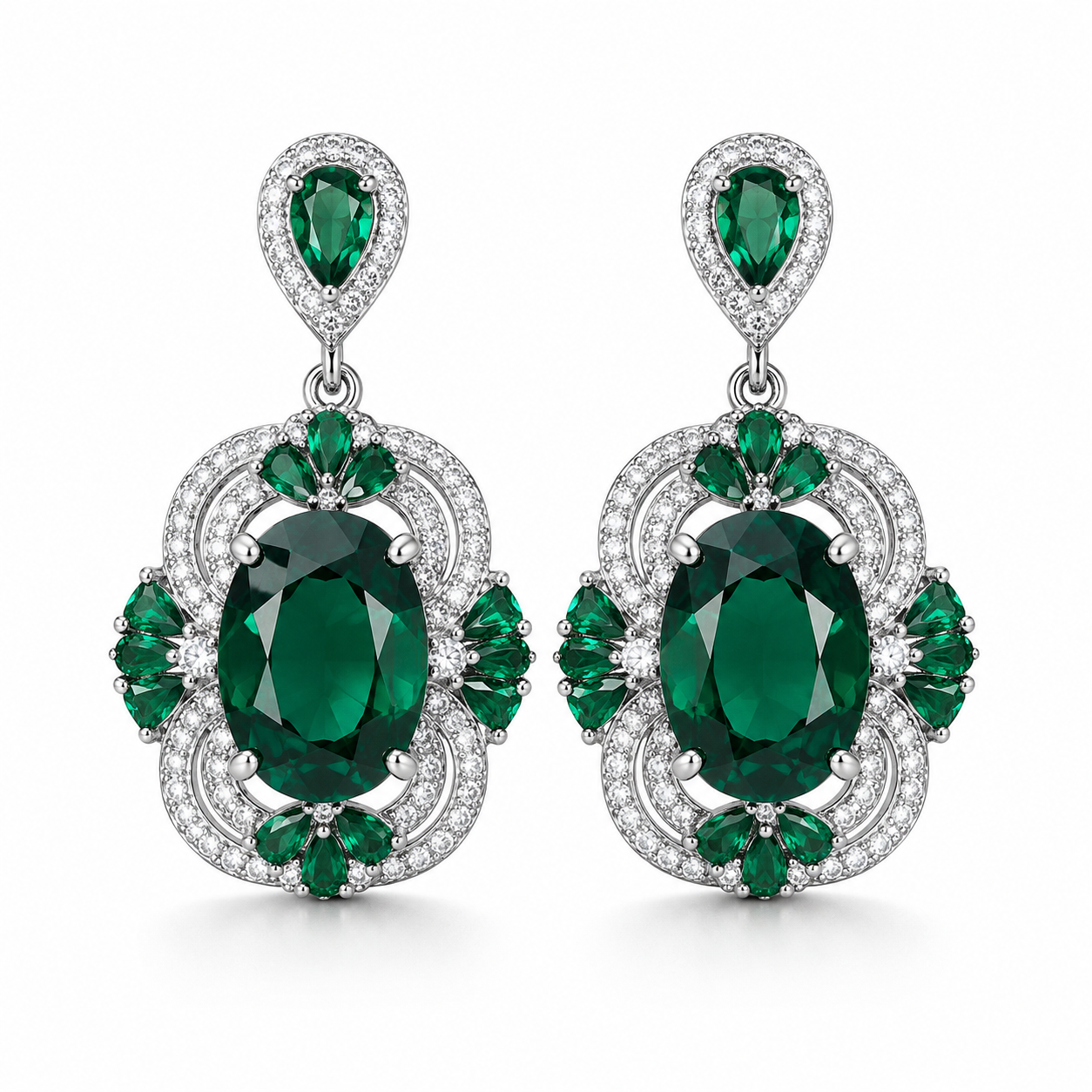 Flora — Emerald Drop Earrings