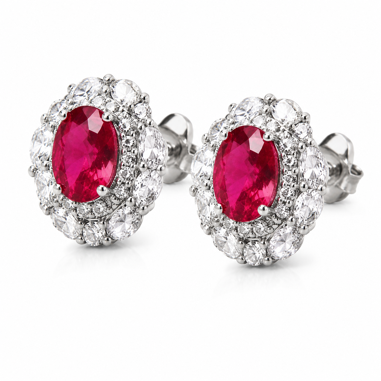 Cecily — Ruby Halo Stud Earrings