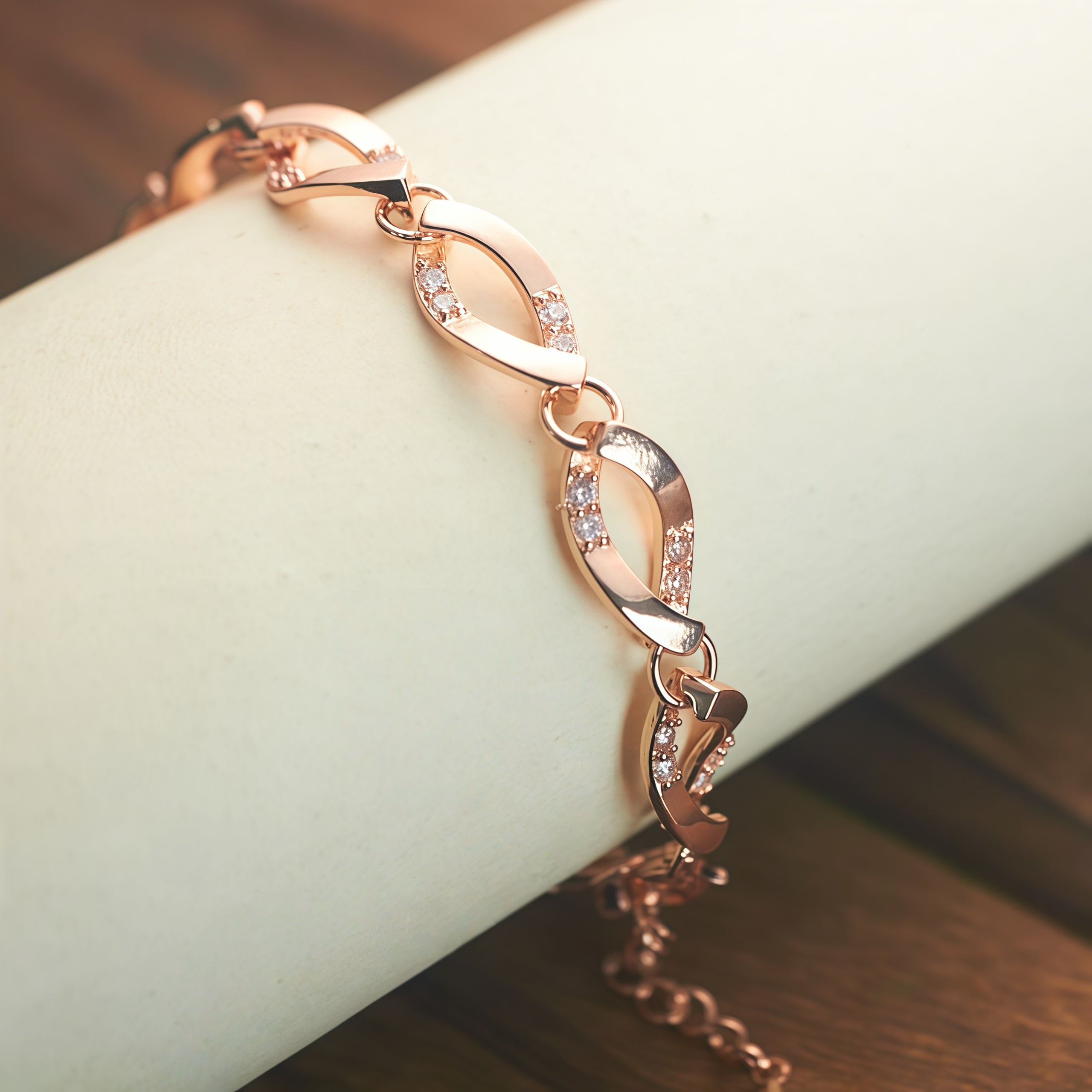 Tamsin — Rose Gold CZ Link Bracelet