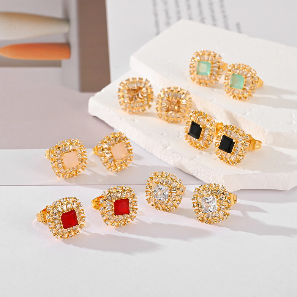 Cassia — Rainbow CZ Stud Earrings